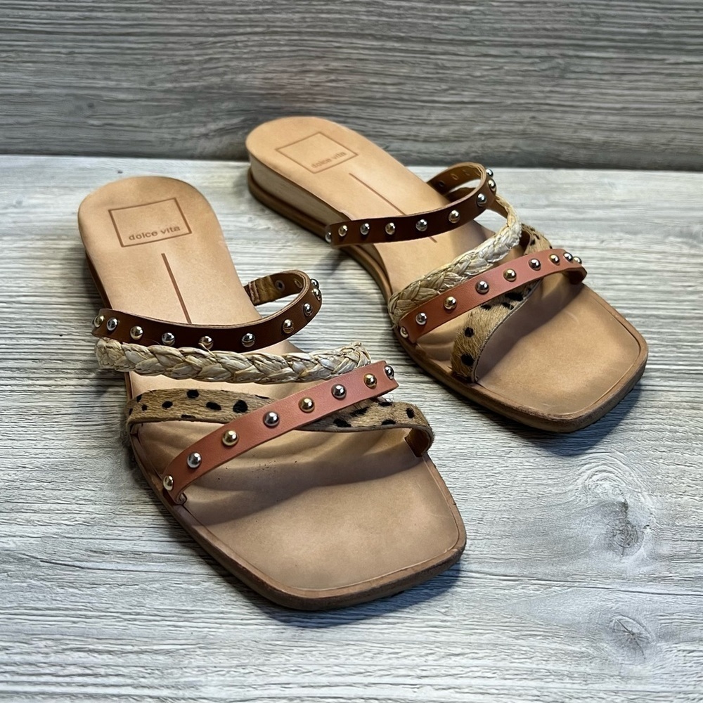 EUC Dolce Vita Ramey 4 strap slip on sandals size 6.5 leather great for summer - Picture 4 of 13